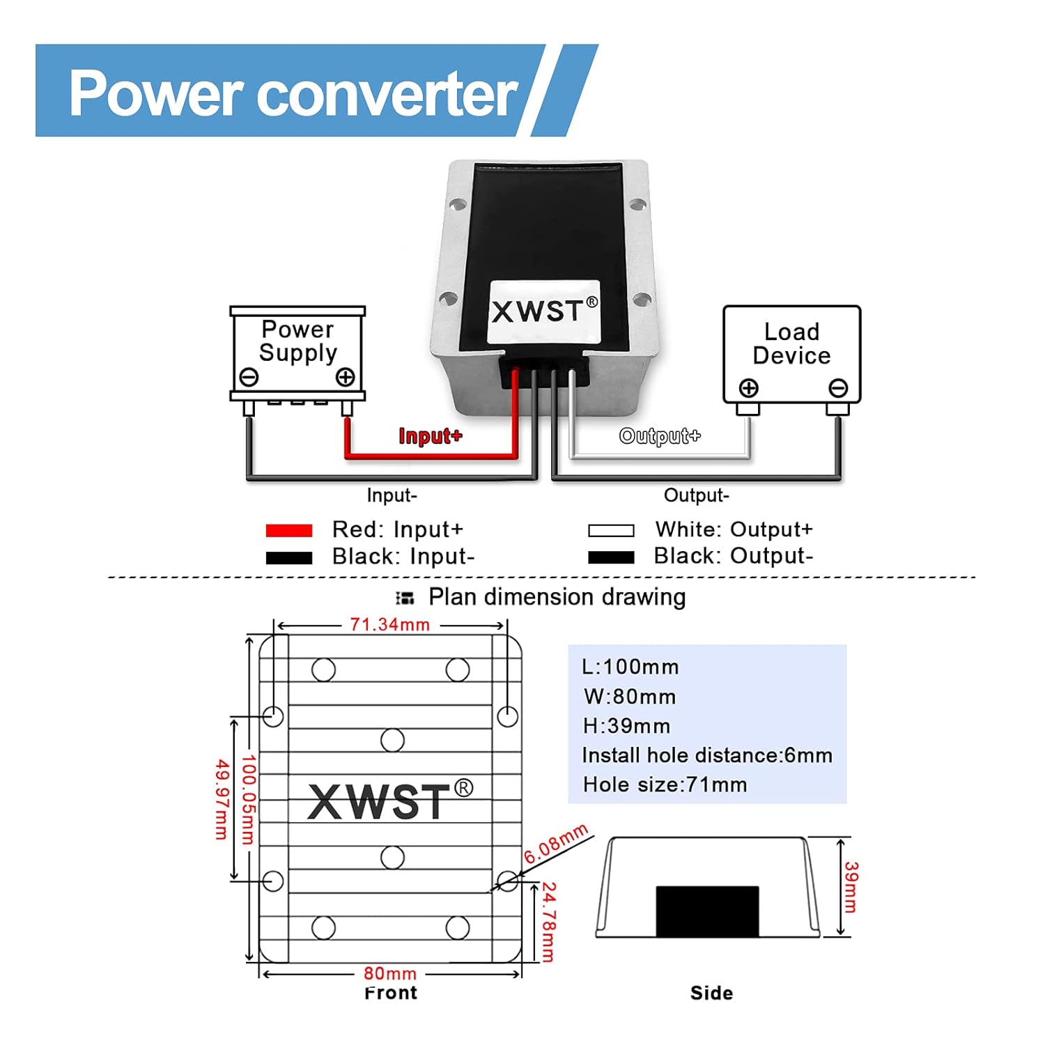XWST DC 24 V Paso hasta 48 V 15 A 720 W Convertidor de voltaje, regulador de 48 voltios impermeable DCDC Boost transformador fuente de alimentación
