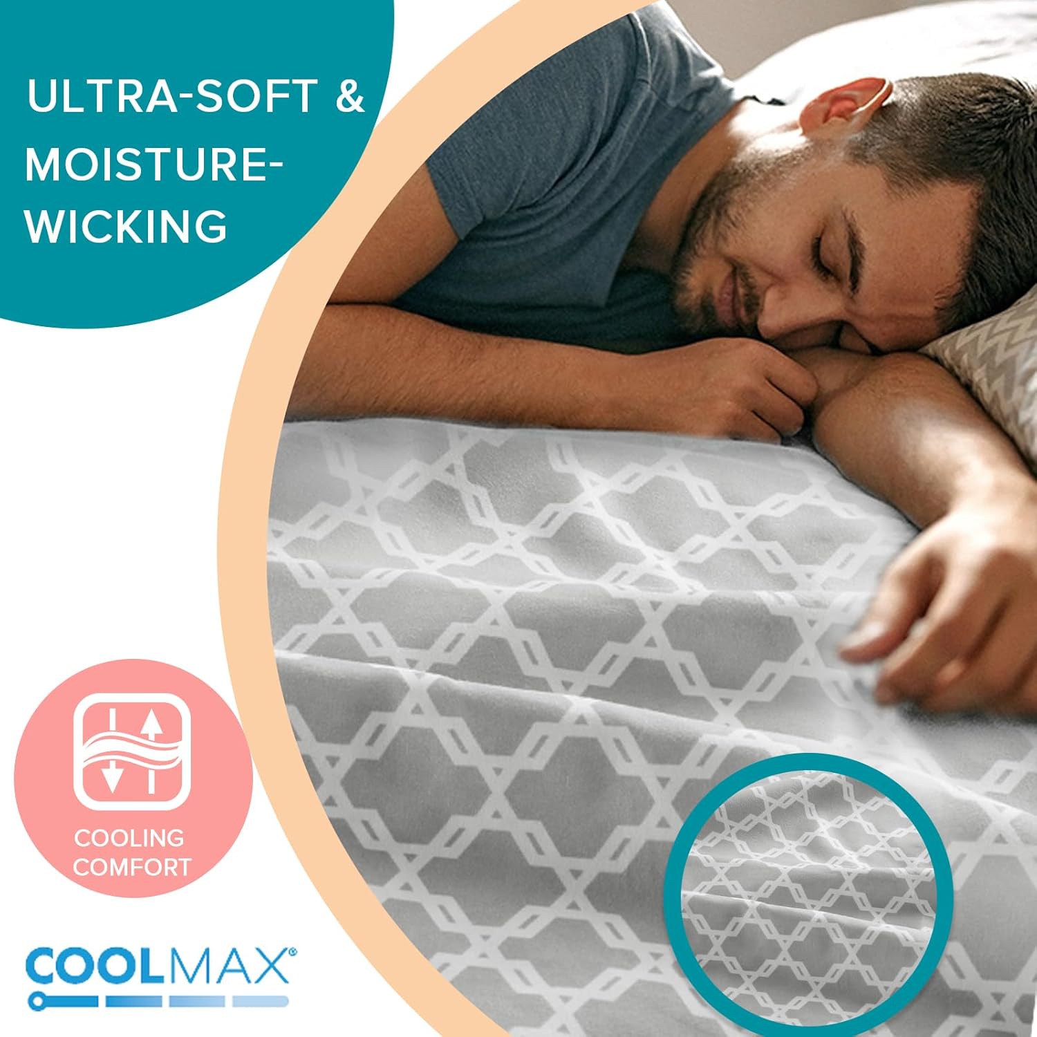 Comfort Spaces – Juego de sábanas de 3 piezas Coolmax supersuave y resistente a la decoloración que absorbe la humedad con elásticos alrededor que