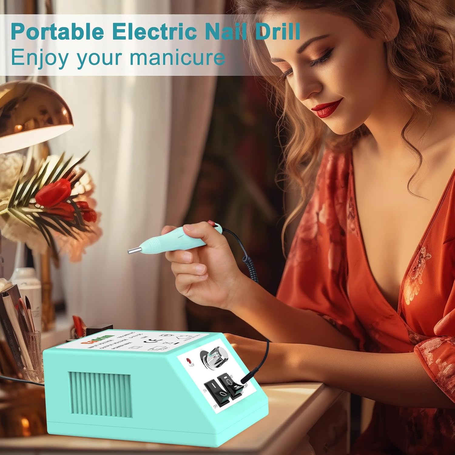 Cadrim – Taladro eléctrico de uñas, taladro eléctrico de uñas para uñas acrílicas, esmalte de uñas, esmalte de uñas, juego de pulidor de uñas,