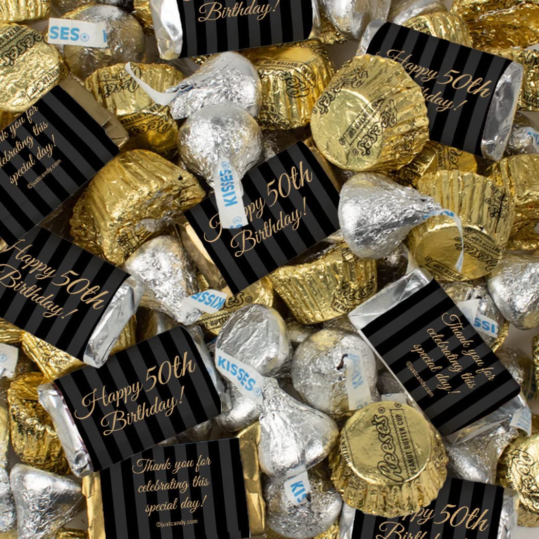 105 piezas de caramelos Hershey de 50 cumpleaños a granel mezcla de chocolate (1.75 libras – aproximadamente 105 piezas) suministros de recuerdo de