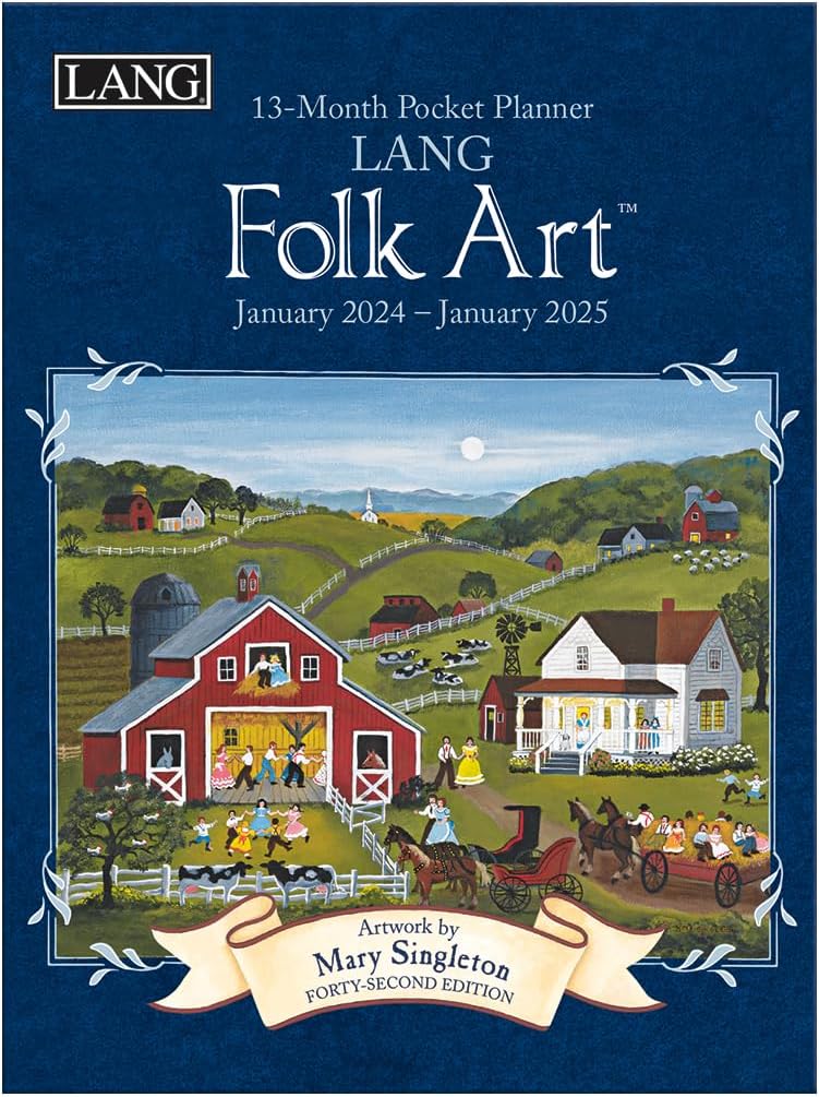 Lang Folk Art ™ Agenda mensual de bolsillo 2024