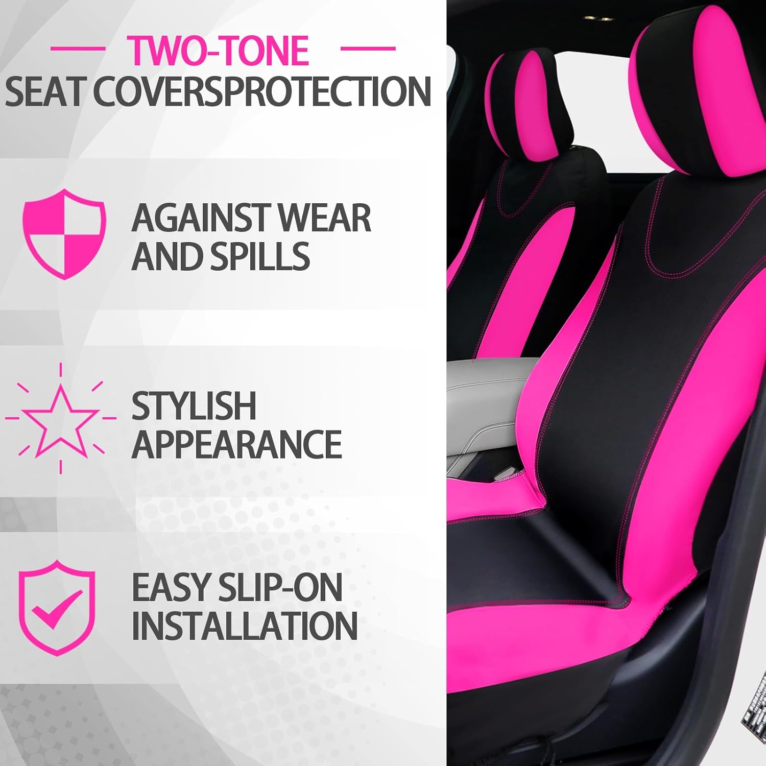 Juego completo de 17 fundas de asiento de automóvil para mujer, ajuste universal, fundas de asiento delantero y trasero, fundas esponjosas para