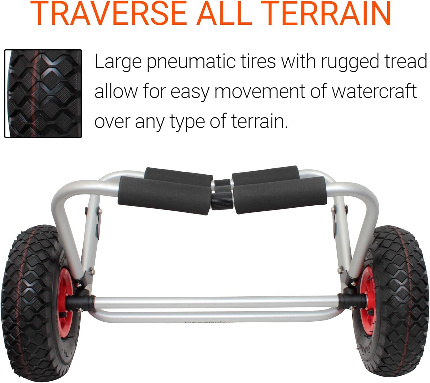 BKC UH-KC271 Carrito de dos ruedas para kayaks, tablas de remo de pie, canoas – Fácil transporte por tierra en el lago, playa o embalse