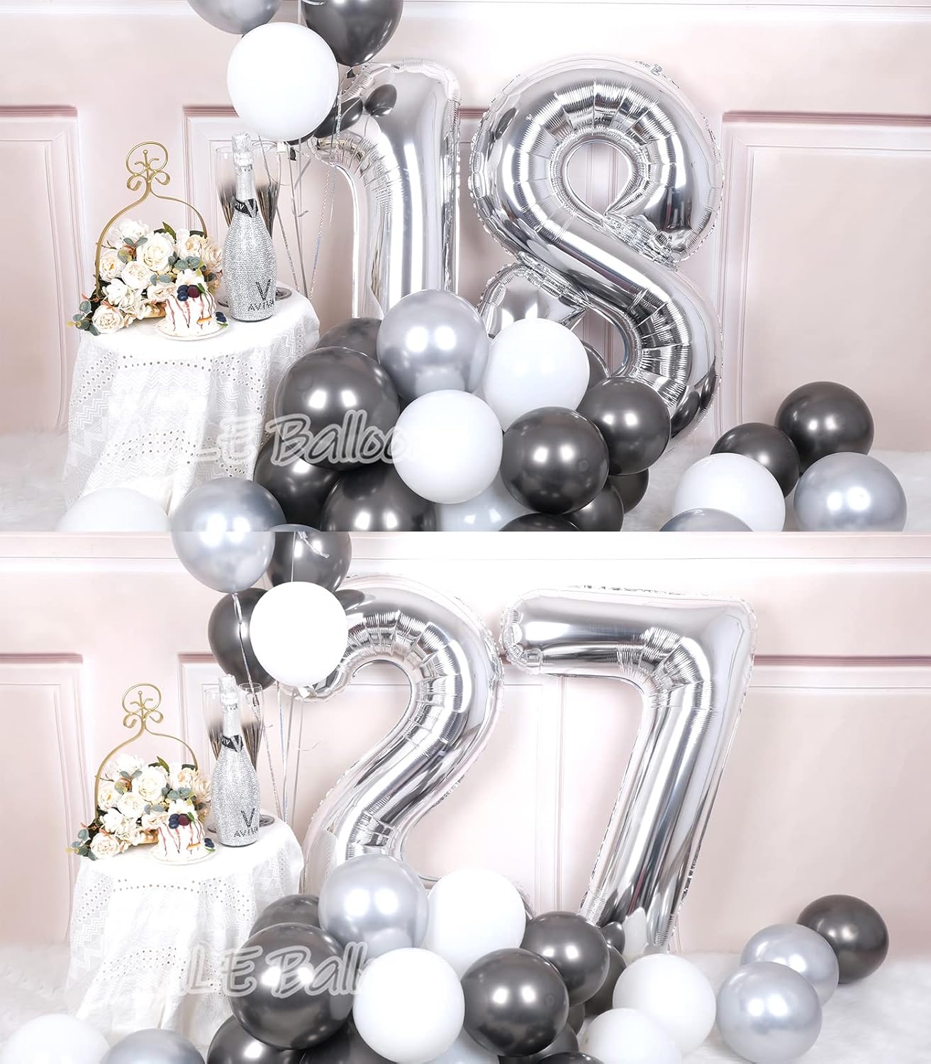 AULE Globos grandes plateados de 40 pulgadas con el número 8, globos de helio de aluminio grandes del 0 al 9, decoraciones gigantes de fiesta de
