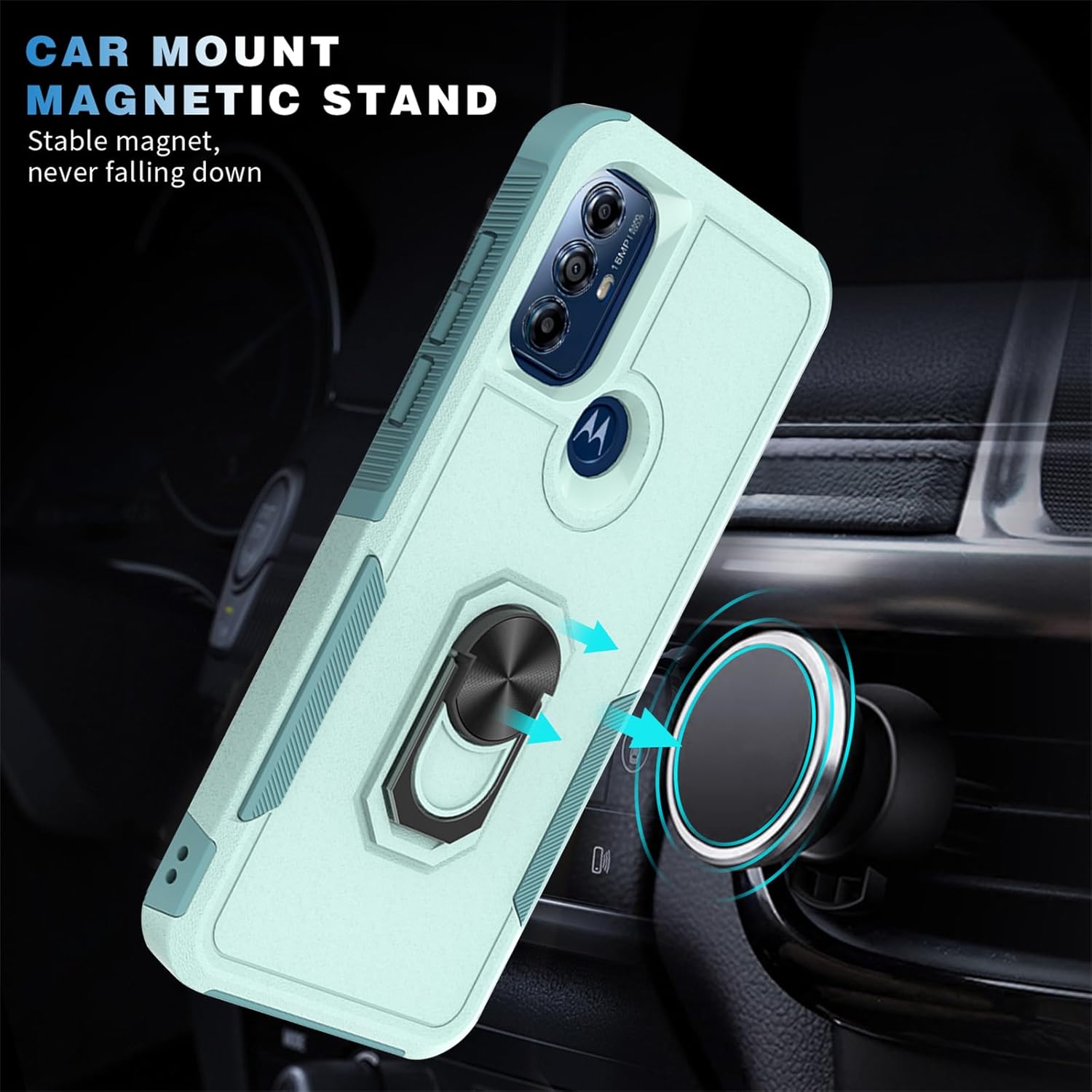 Oududianzi – Funda para teléfono Motorola Moto G Play 2023Moto PureMoto G Power 2022, con 2 protectores de pantalla, soporte giratorio de 360, funda