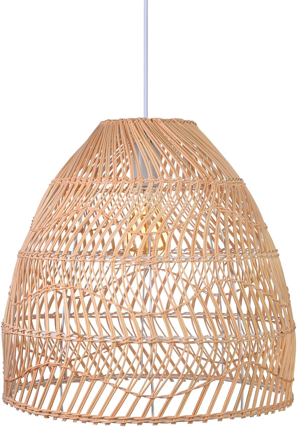 Arturesthome Lámpara colgante de ratán, lámpara de mimbre estilo bohemio, cesta de techo, lámpara colgante grande de tejido natural para fregadero