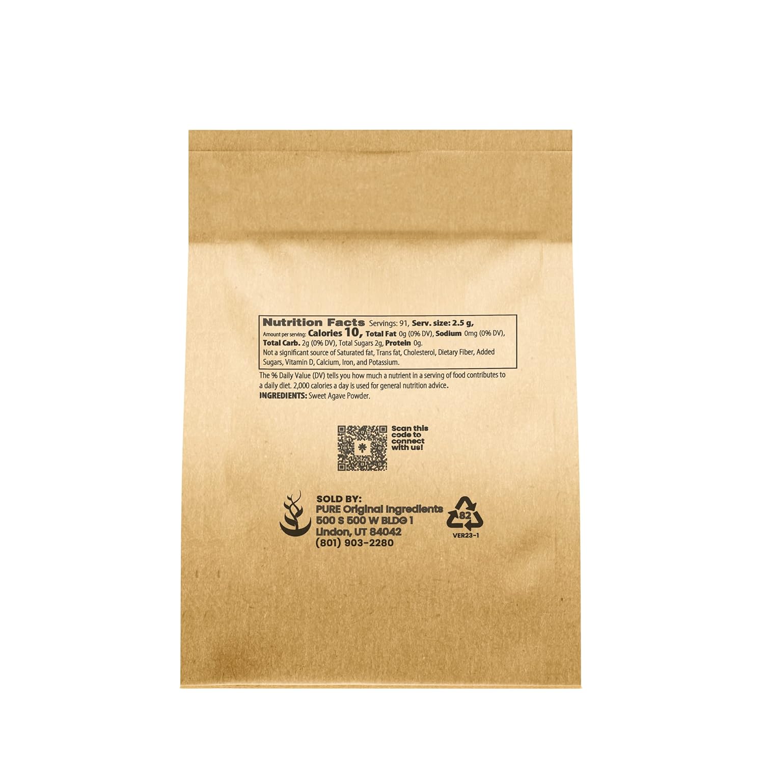 Pure Original Ingredients Edulcorante vegano en polvo de agave (8 onzas), se añade fácilmente a bebidas y recetas