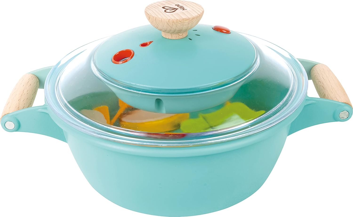 Hape Little Chef Cooking & Steam Playset  Cocina de juguete con comida de juego y accesorios, para niños a partir de 3 años