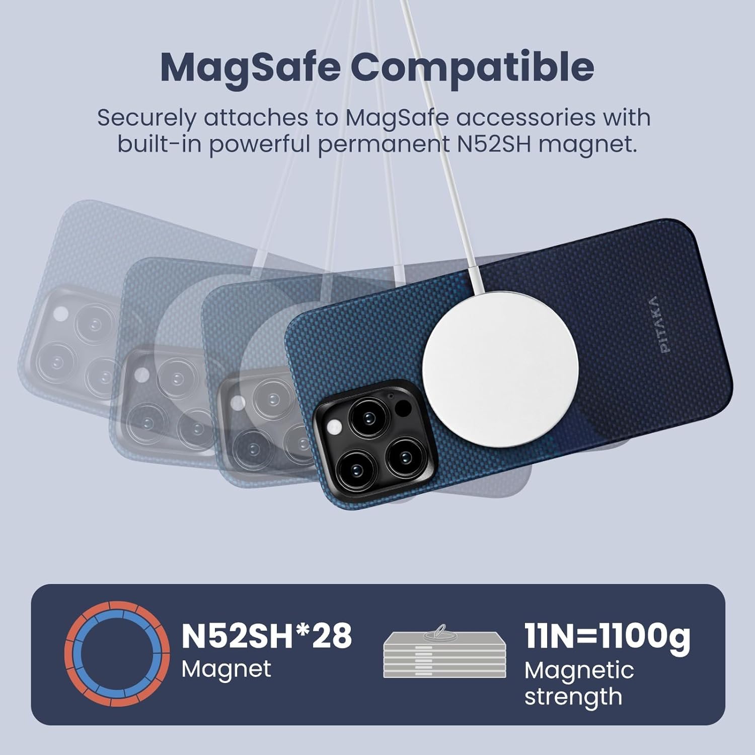 pitaka Funda para iPhone 15 Pro compatible con MagSafe, funda delgada y ligera para iPhone 15 Pro de 6.1 pulgadas con una sensación táctil sin