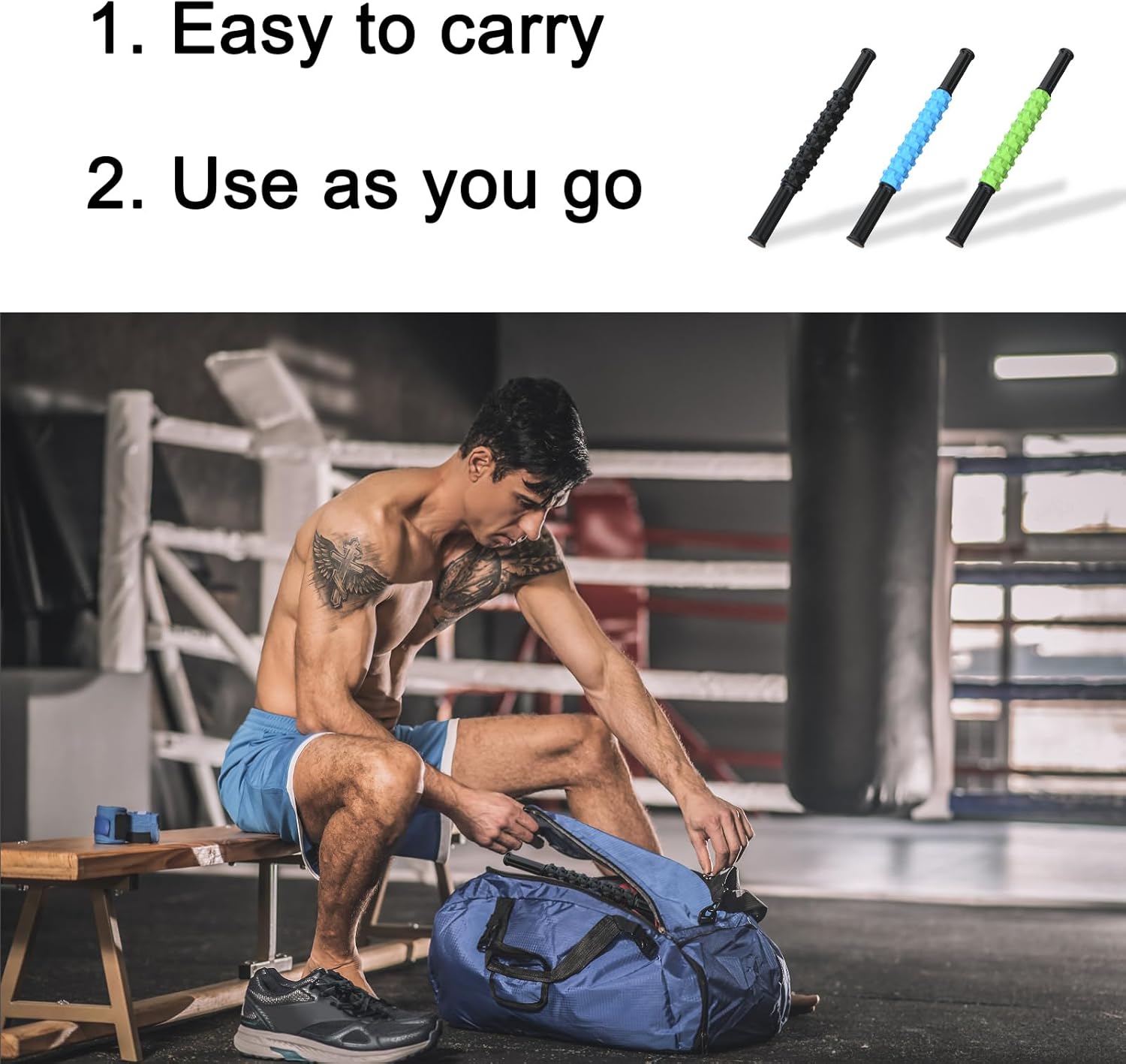 KEINE MARKE Massage Stick, Manual Muscle Roller, Muscle Roller Stick, Deep Muscle Massage Tools for Relief of Muscle Soreness, Cramps and