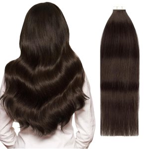 YMEYME Extensiones de cabello humano con cinta, color marrón oscuro, cabello humano real, 2 extensiones de trama de piel lacio, sin costuras, 0 YMEYME Extensiones de cabello humano con cinta, color marrón oscuro, cabello humano real, 2 extensiones de trama de piel lacio, sin costuras, 0