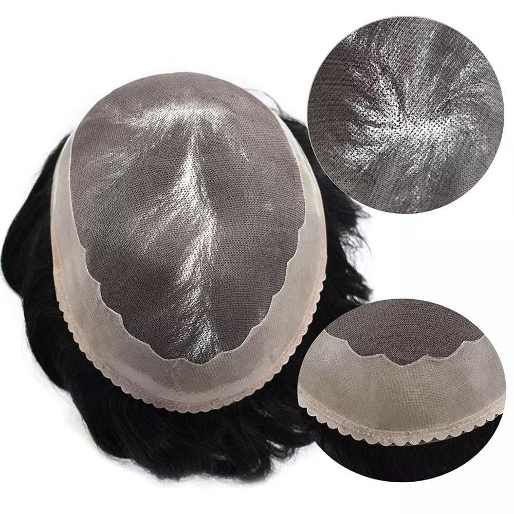 Mono tupé fino para hombres NPU alrededor de la pieza de cabello 8 x 11 pulgadas para hombre Toupee reemplazo de cabello humano para hombre, sistema