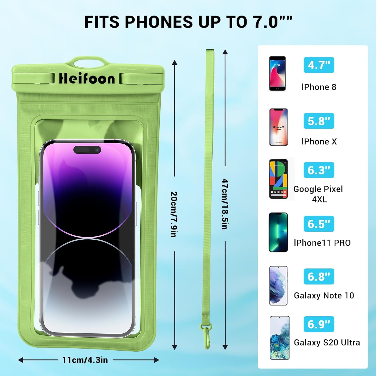Funda impermeable universal para teléfono celular con cordón para iPhone 15 14 13 12 Pro Max Xs Max XR X 8 7 6S Plus SE, Galaxy S22 S21 S20 S10