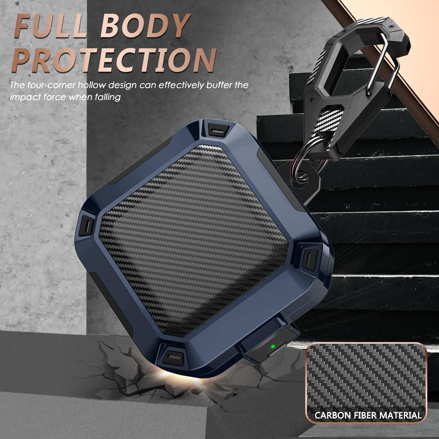 Con bloqueo de seguridad de fibra de carbono para Beats Fit Pro 2021, protector Beat Fit Pro 2 absorbente de golpes con llaverobolsa de