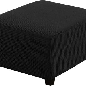 DKSLIPGO Fundas otomanas cuadradas de jacquard, fundas otomanas, protector de taburete de almacenamiento plegable, parte inferior elástica, elástico DKSLIPGO Fundas otomanas cuadradas de jacquard, fundas otomanas, protector de taburete de almacenamiento plegable, parte inferior elástica, elástico