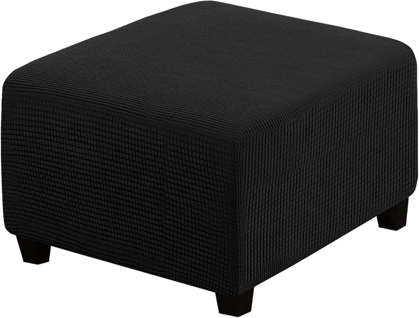DKSLIPGO Fundas otomanas cuadradas de jacquard, fundas otomanas, protector de taburete de almacenamiento plegable, parte inferior elástica, elástico