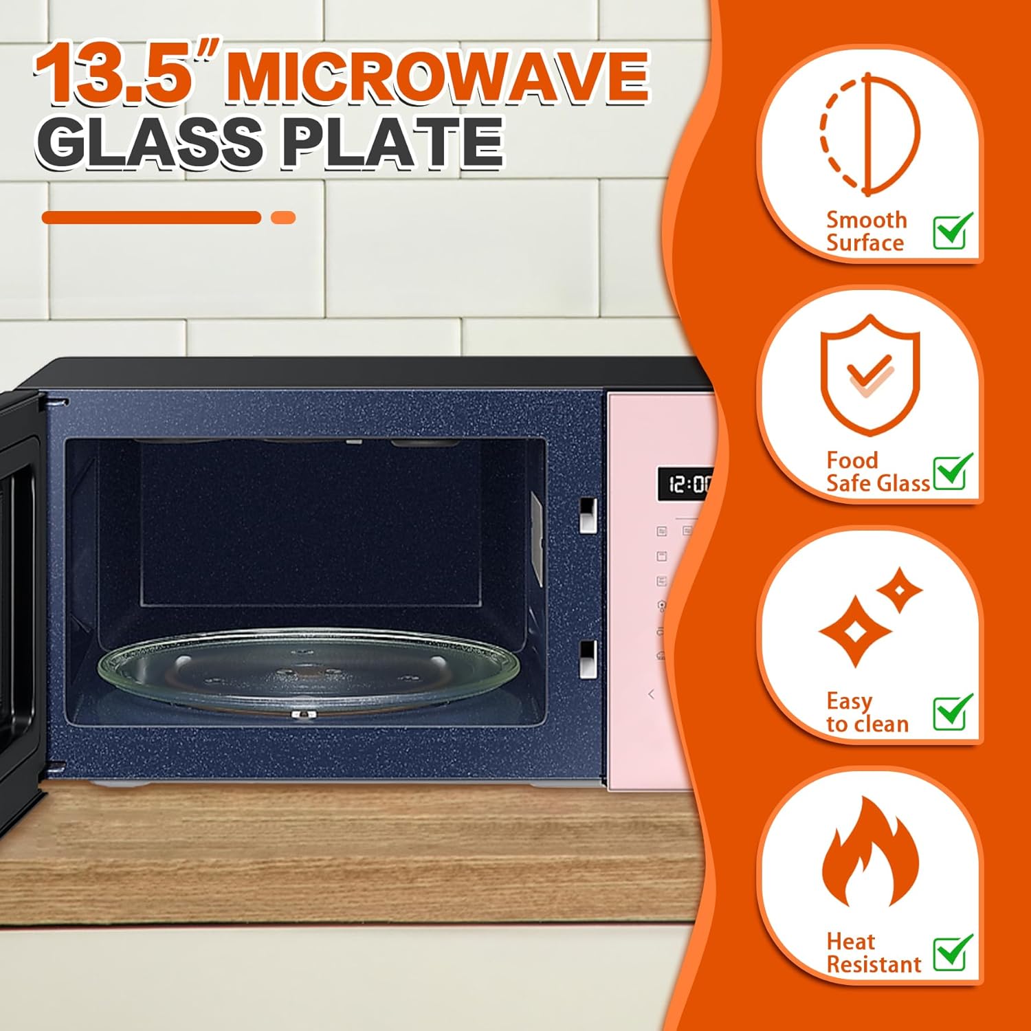 Placa de vidrio para microondas de 13.5 pulgadas  placa giratoria de vidrio para microondas de la marca, bandeja de vidrio para microondas, placa de