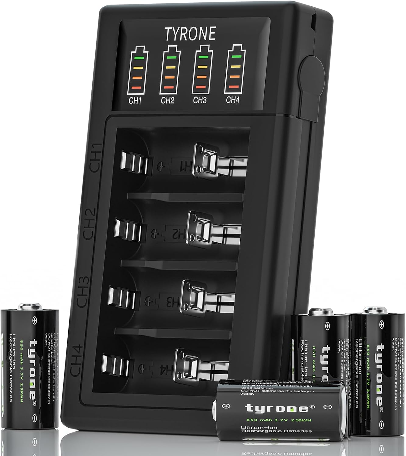 tyrone Baterías CR123A 3.7V 850mAh CR123A Batería de litio para cámara Arlo VMC3030 VMS3330 3530 Sistema de alarma, linternas se puede recargar