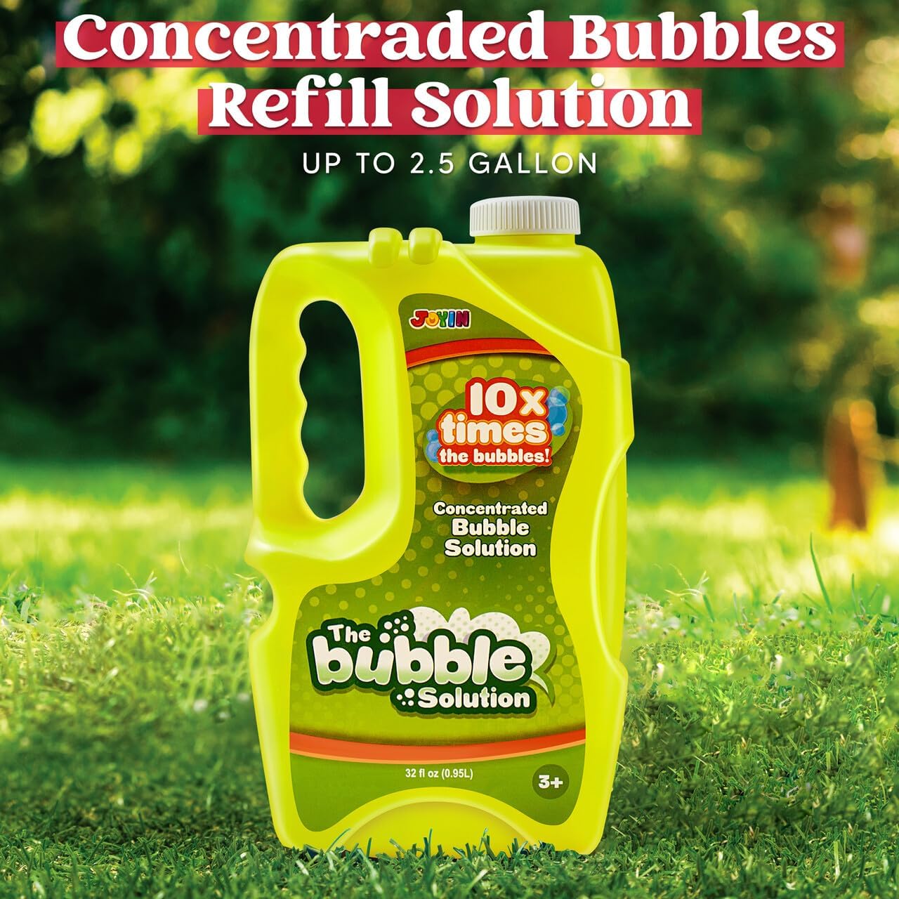 JOYIN Recambios de solución de burbujas de 32 onzas (hasta 2.5 galones), solución de burbujas grandes, concentrada de burbujas para máquina de