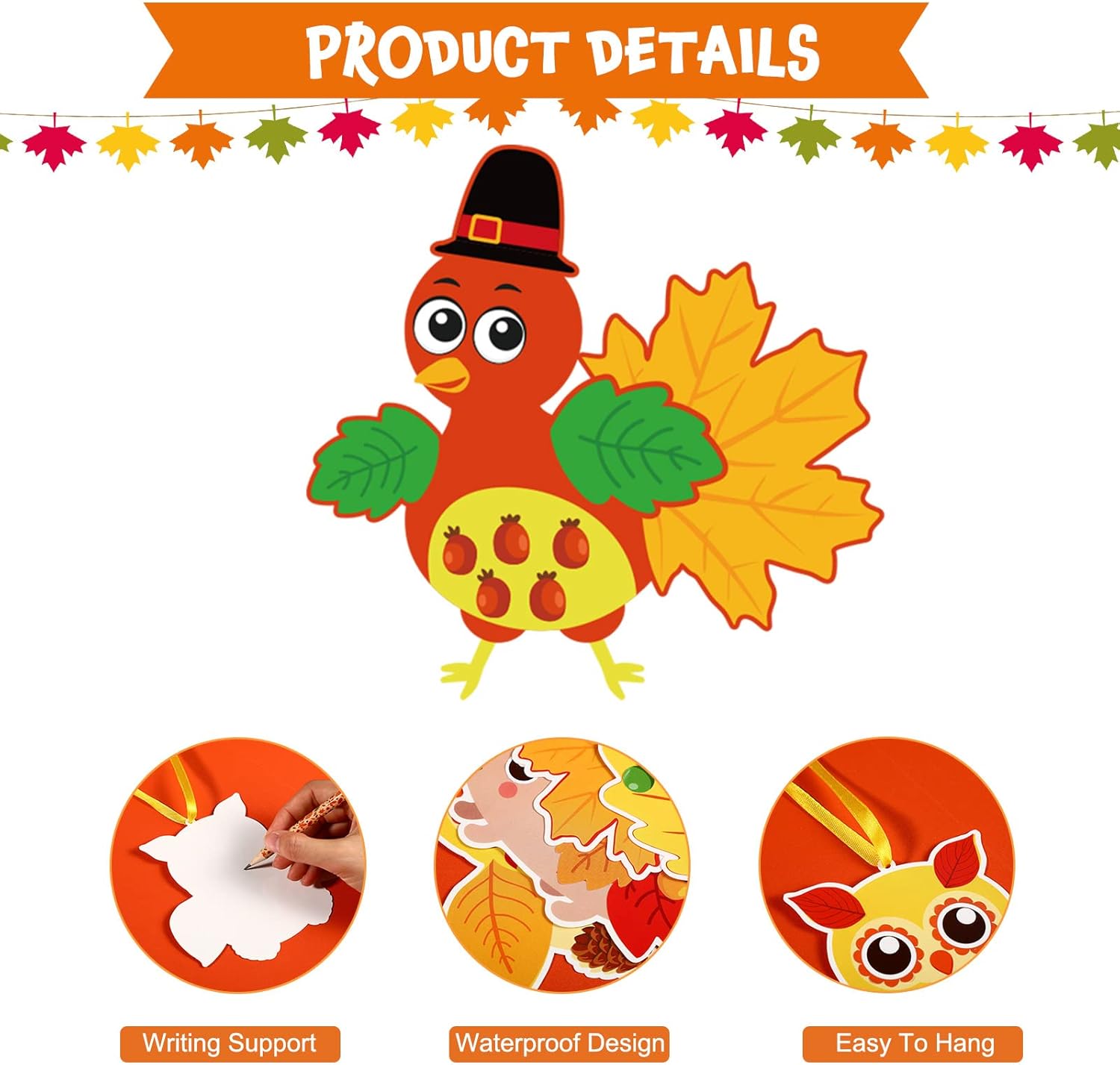 Kits de manualidades de otoño para niños, lindos animales, pavo, otoño, búho, manualidades, hojas de arce, manualidades de Acción de Gracias, a