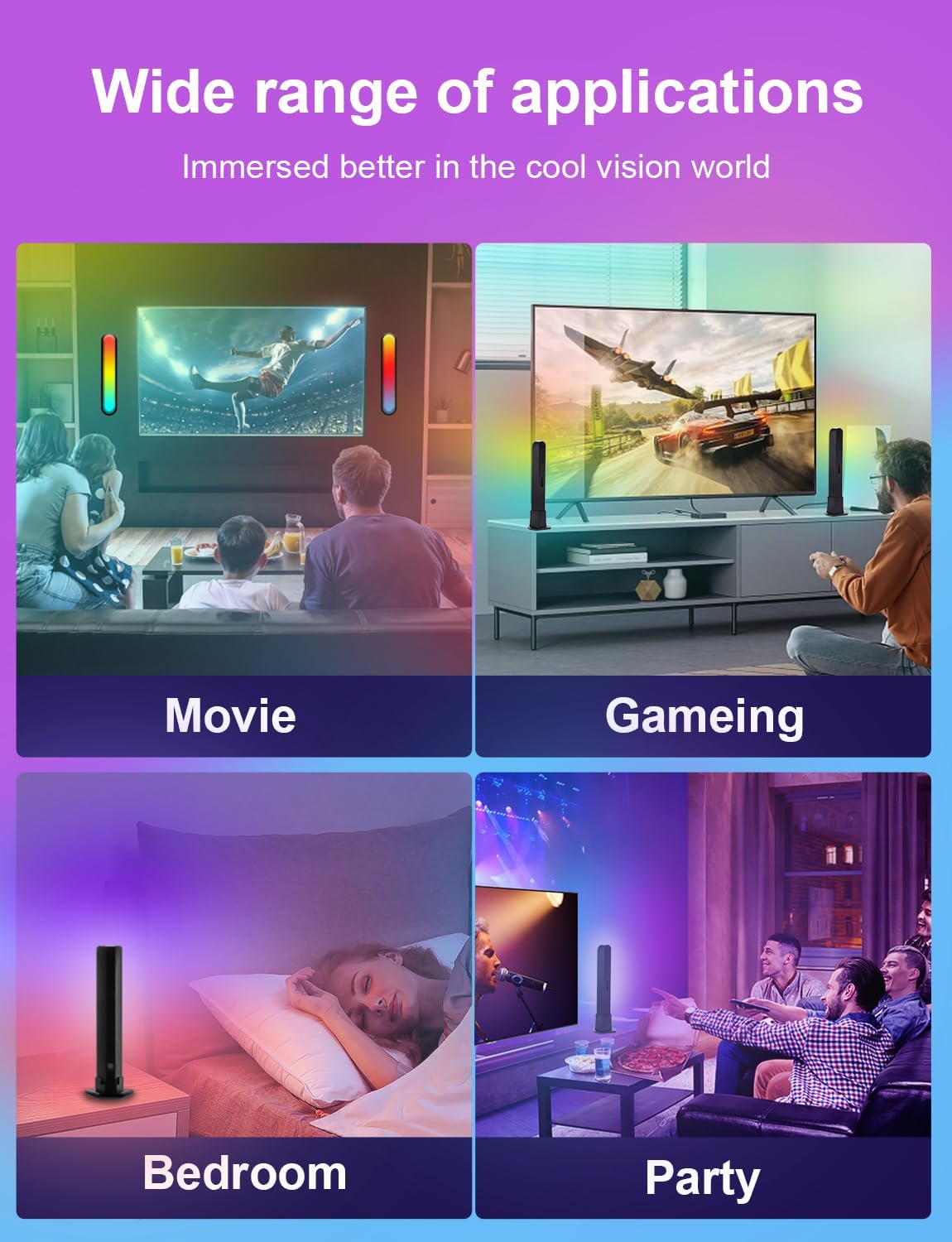 ZUUKOO LIGHT Smart LED Light Bar, RGB with 19 Dynamic Modes and Music Sync Modes, TV LED Backlight, Mood Lighting, USB Ambient Lighting for Gaming,