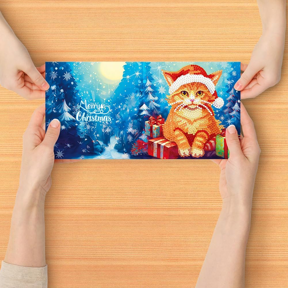 AZURAOKEY 812PCS Tarjeta de taladro de pintura de diamante de Navidad Tarjeta de felicitación Dibujo de diamante Tarjeta de vacaciones Tarjeta de