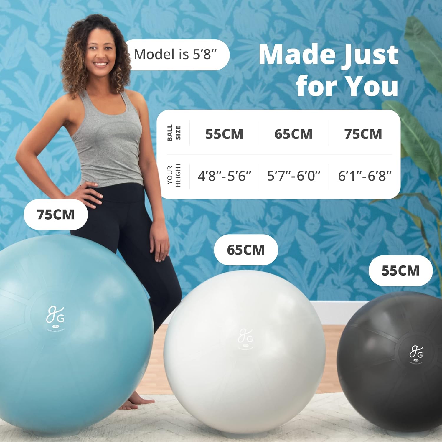 Greater Goods Pelota de ejercicio profesional pelota de yoga para entrenamiento, equilibrio, estabilidad y embarazo, en varios tamaños y colores
