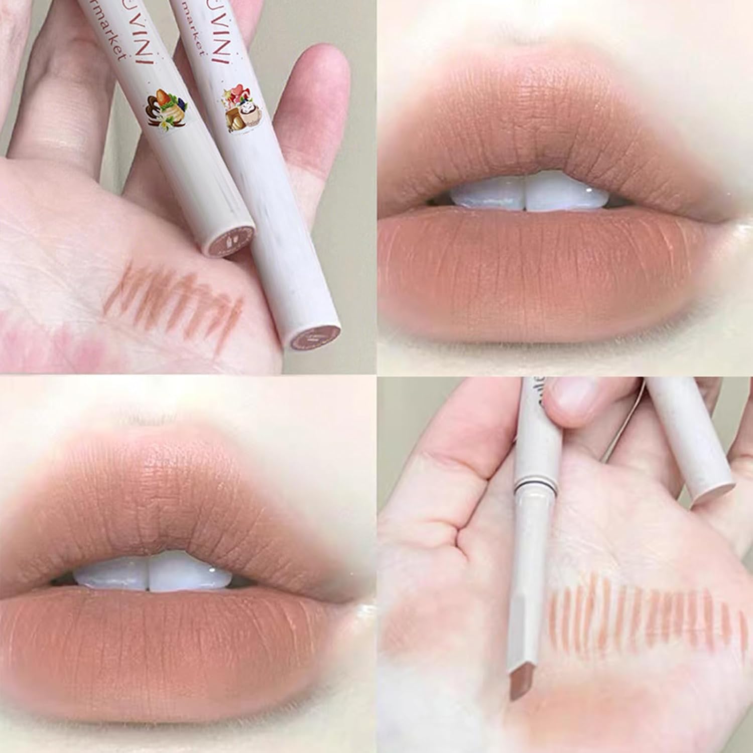 Juego de 5 lápices de labios de colores, 5 piezas de lápiz labial rosa nude, resistente al agua, cremoso acabado mate, lápiz labial para definir la