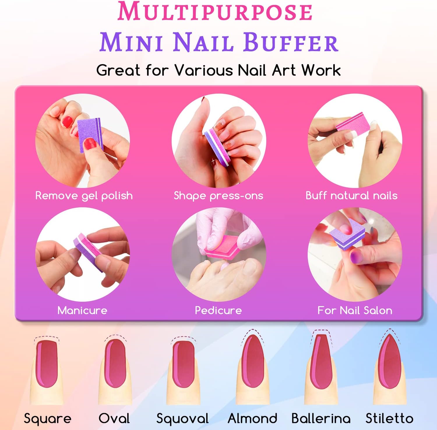 50 mini pulidores de uñas, grano 100180 a granel para uñas naturales y esmalte de gel, pulido de uñas, juego portátil de doble cara para pulir y