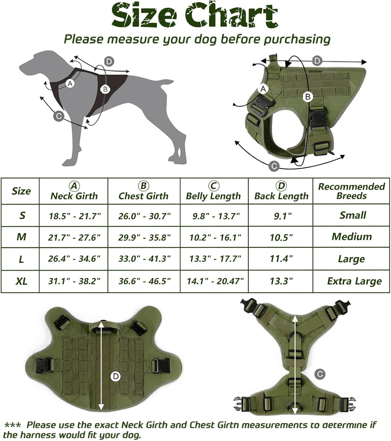 rabbitgoo Arnés táctico para perros grandes, arnés resistente con asa, chaleco para perros de servicio sin tirones, para razas grandes, arnés