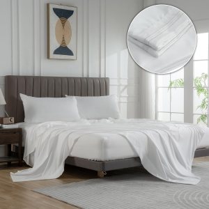 WODFAMY Juego de sábanas de microfibra de fácil ajuste, tamaño individual, extra suave, bolsillos profundos, juego de 3 piezas, sábanas blancas para WODFAMY Juego de sábanas de microfibra de fácil ajuste, tamaño individual, extra suave, bolsillos profundos, juego de 3 piezas, sábanas blancas para