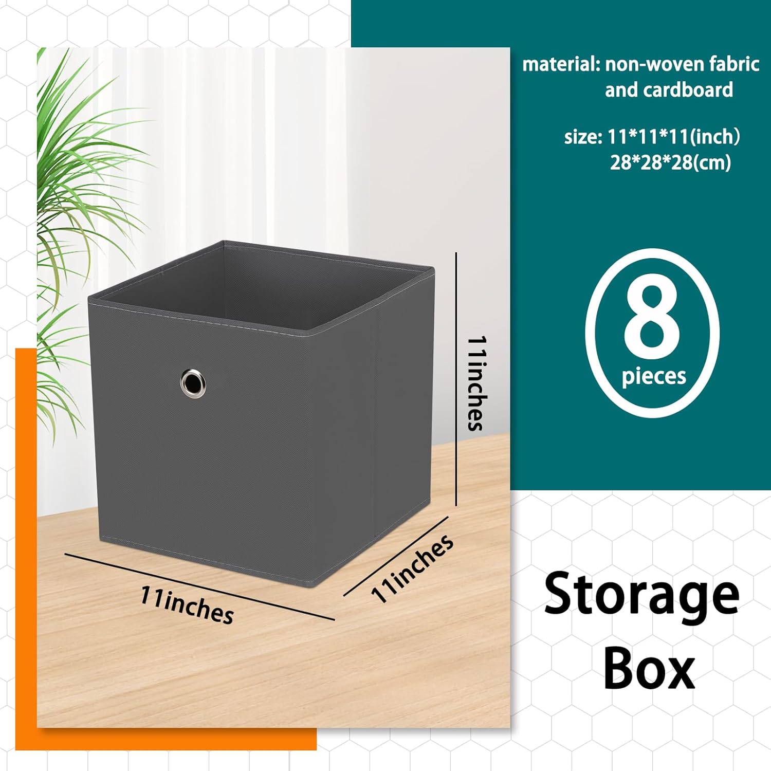 Contenedores de almacenamiento de tela negra, cestas de tela para organizar estantes, cubos plegables de 11 pulgadas con asas para el hogar,