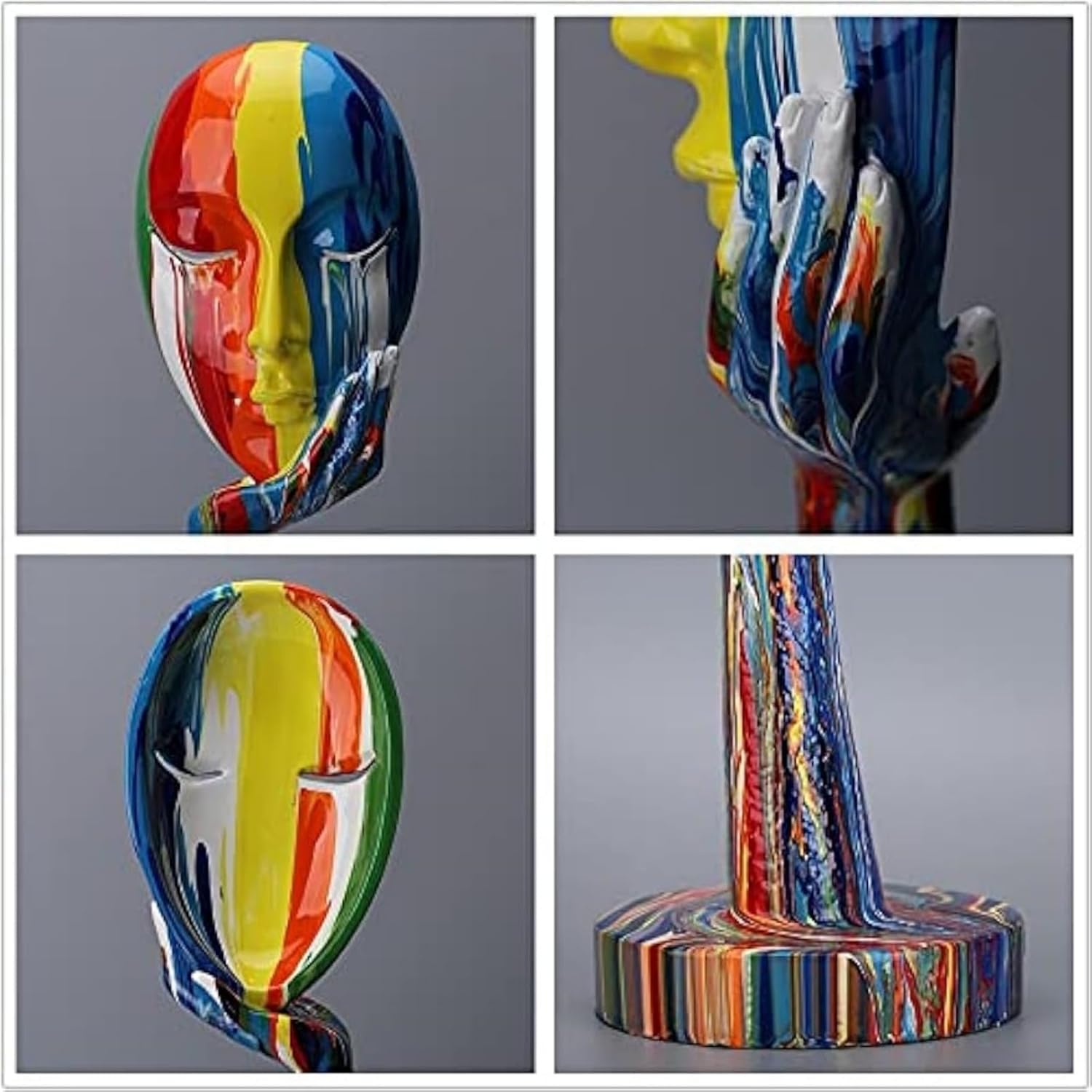 suruim Estatua de arte femenino simple y creativa, colorida, pensadora, escultura de personaje abstracto, manualidades, adorno para el hogar,