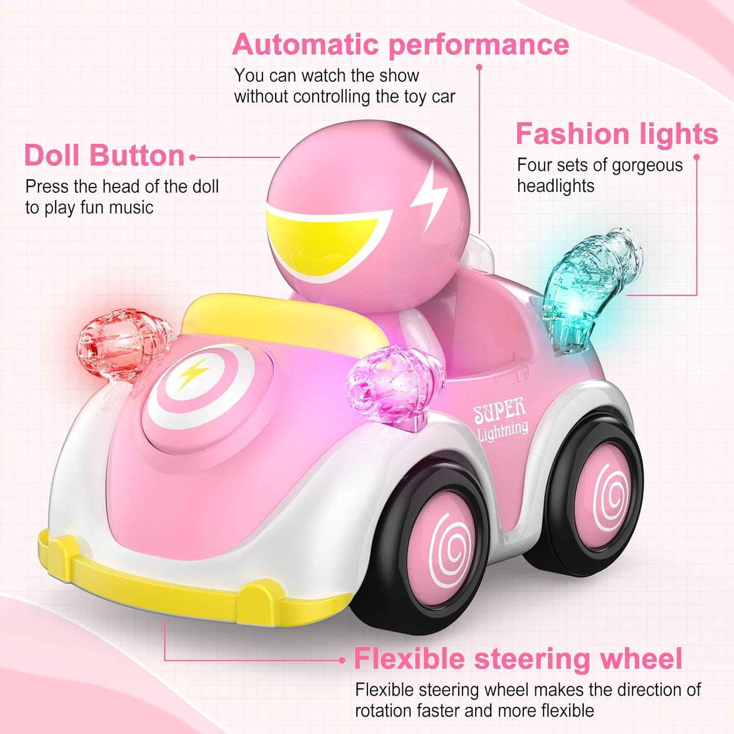NQD Coches de control remoto para niños pequeños de 1, 2, 3, 4, 5, 6 años, niños pequeños, niños pequeños, juguetes de carreras de dibujos animados