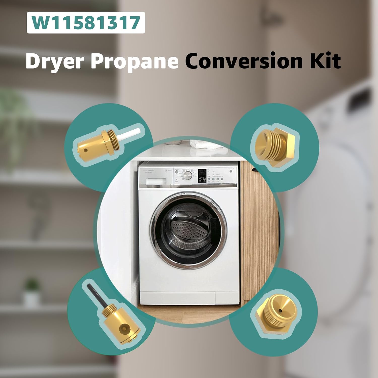 Aomitop W11581317 Kit de conversión de propano para secadora Quemador de gas Whirlpool de 22000 BTUhora diseñado para secadores de 27 pulgadas,
