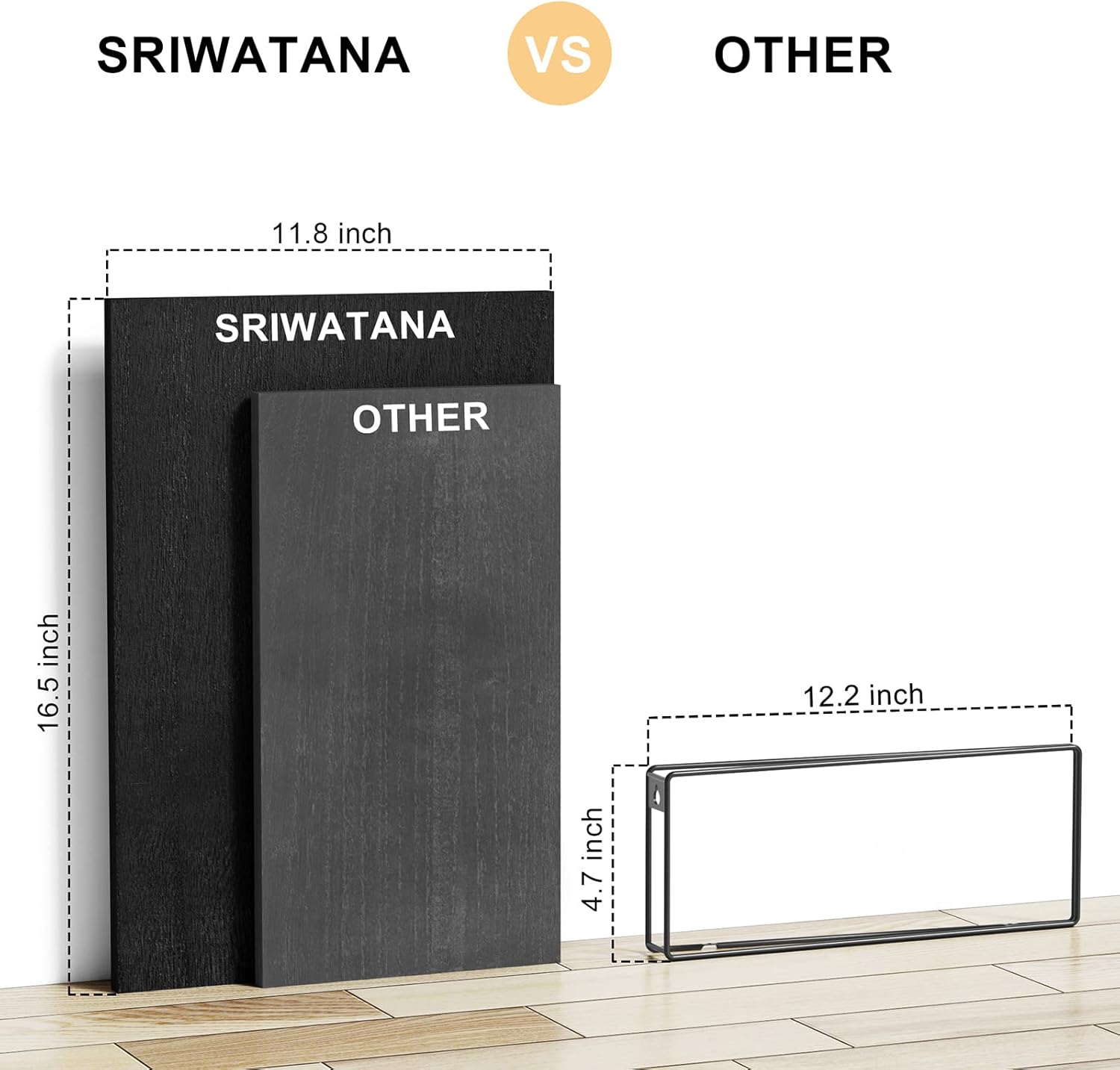 SRIWATANA Estantes flotantes anchos, juego de 2 estantes de pared de madera rústica, estantes montados en la pared con gran capacidad para
