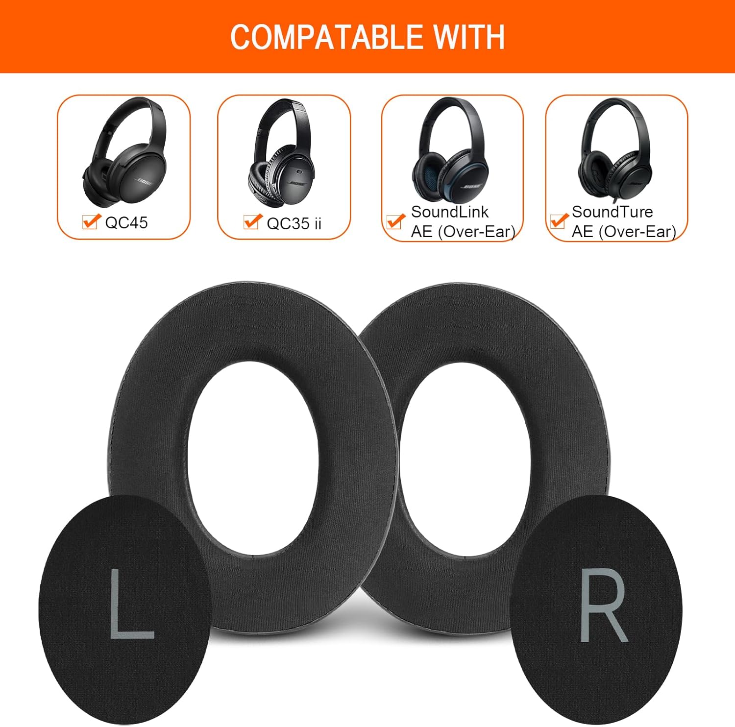 GVOEARS Almohadillas de repuesto para Bose QuietComfort 45 (QC45), almohadillas de gel refrescante mejoradas para auriculares Bose QC 45, piezas de