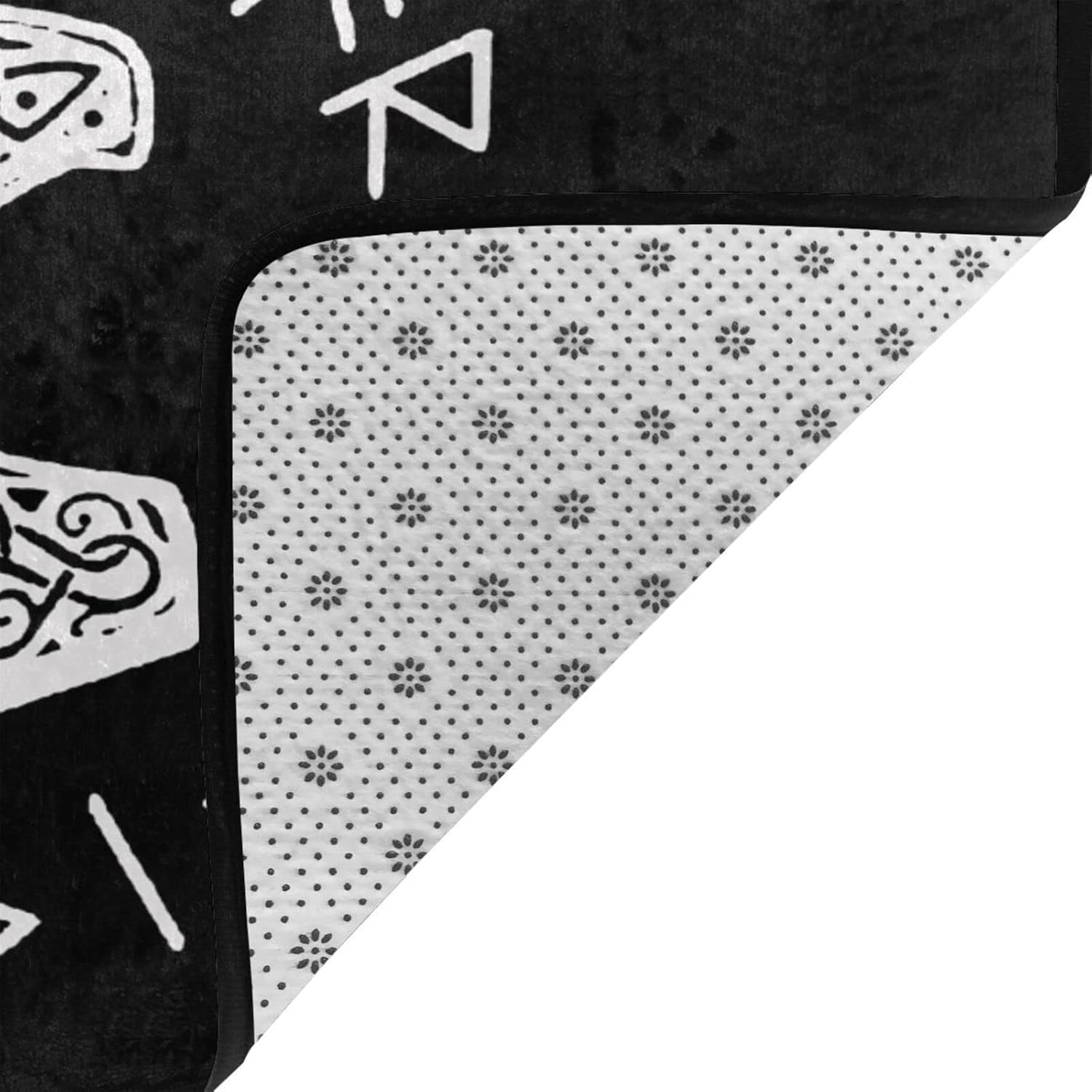 Vikings Mjolnir and Rune Wheel Norse Mythology Symbol Area Rug Living Room Bedroom Kitchen Sofa Bedside Carpet Floor Mats 72″X48″