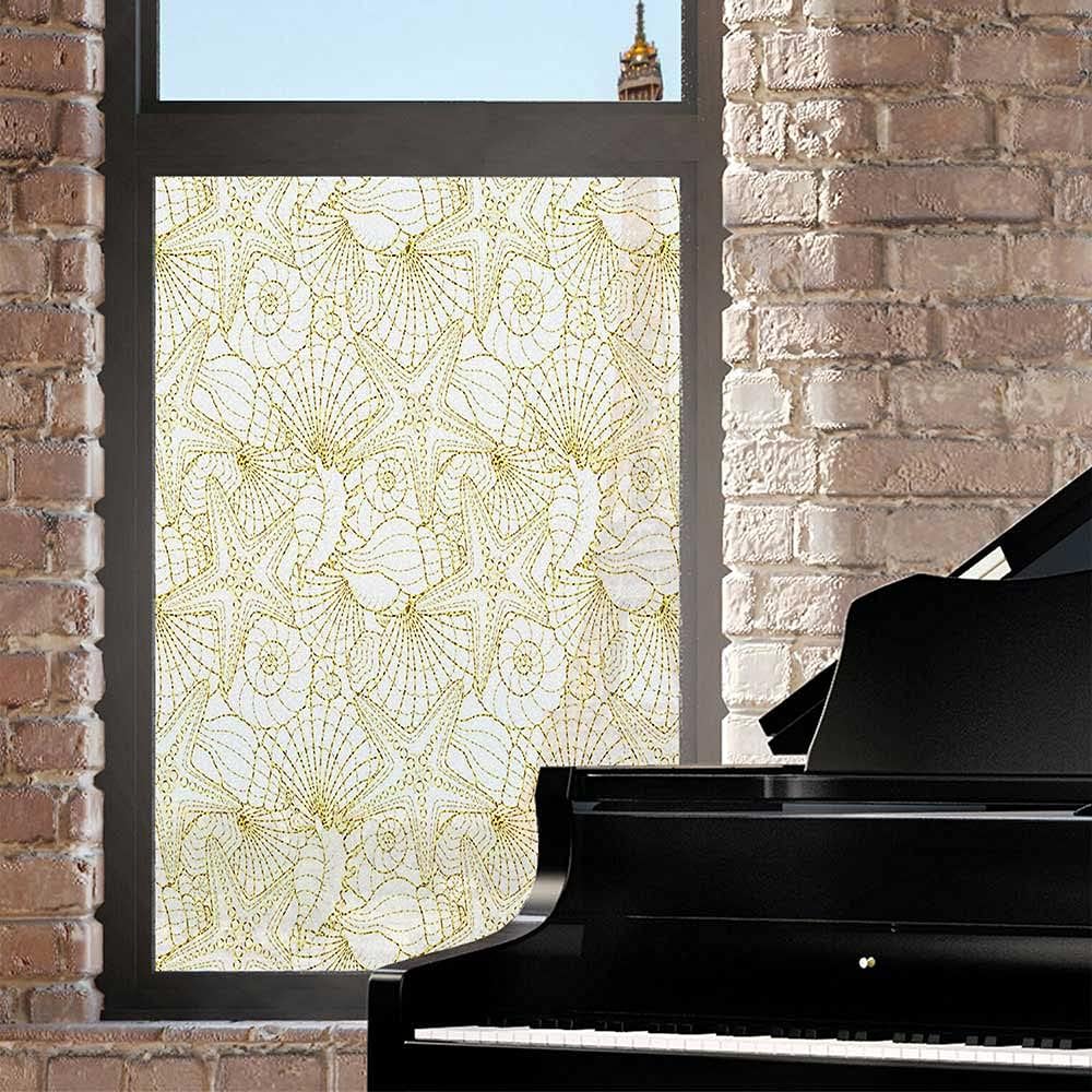 Película de privacidad para ventana subacuática, conchas marinas, conchas de berberecho, tono grunge, criaturas de la vida marina, acuario, Art