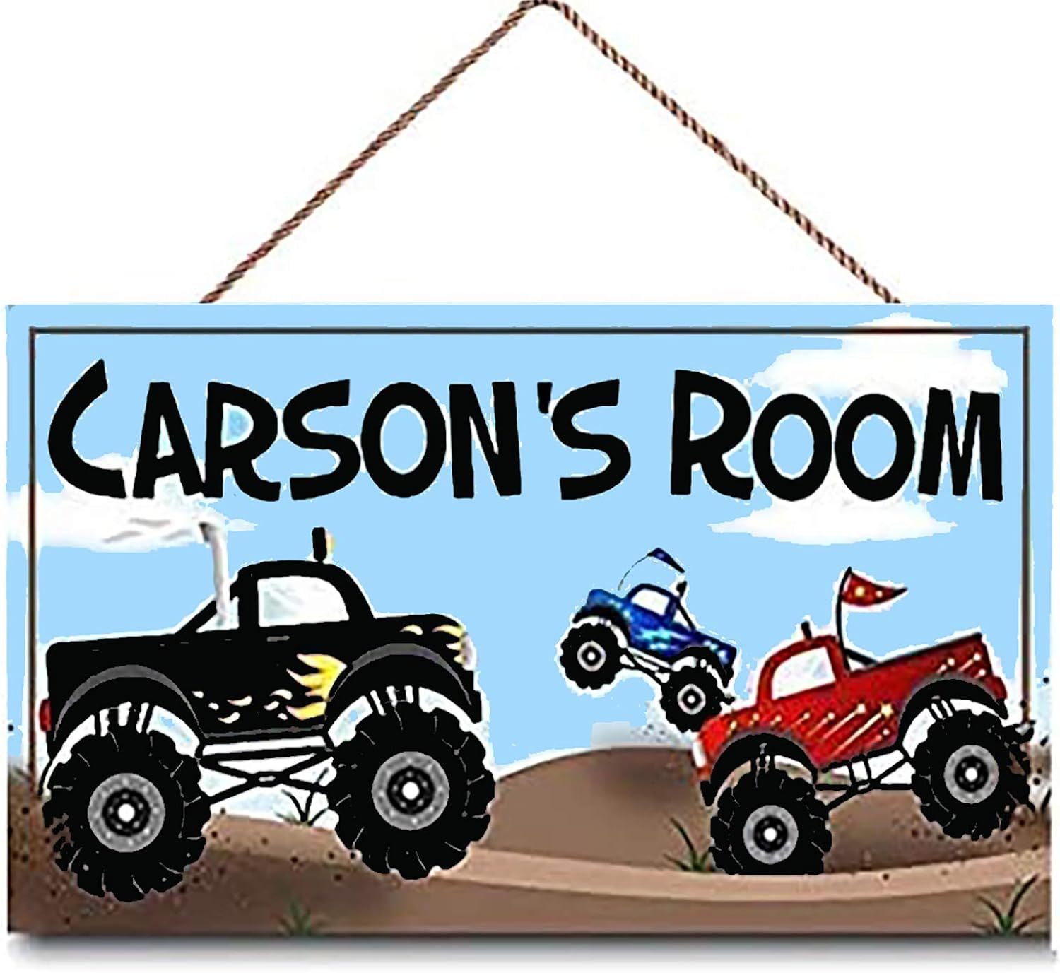 Letrero de puerta de bebé para cuarto de bebé, letrero personalizado para puerta de camiones monstruos, letrero personalizado para habitación de