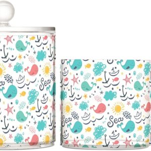 Tarros de ballenas con tapas, tarros de baño, tarros pequeños, dispensador de almohadilla de algodón para dormitorio, artículos esenciales para Tarros de ballenas con tapas, tarros de baño, tarros pequeños, dispensador de almohadilla de algodón para dormitorio, artículos esenciales para