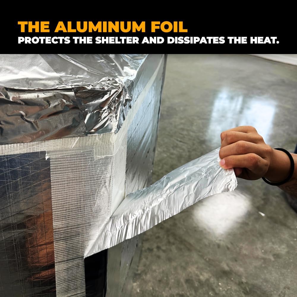 WOD HXT HEXAYURT Tape Aluminum Foil Tape 4 in. Wide x 50 yds. Premium Grade General Purpose Heat Shield Resistant for Burning Man, Ideal for HVAC,