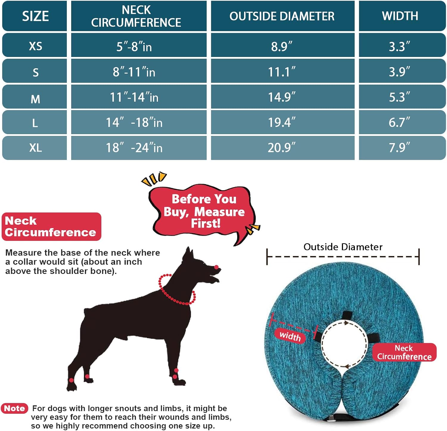 MIDOG Cono estilo collar para perros para después de la cirugía, collar inflable suave para mascotas, perros y gatos para evitar que las mascotas