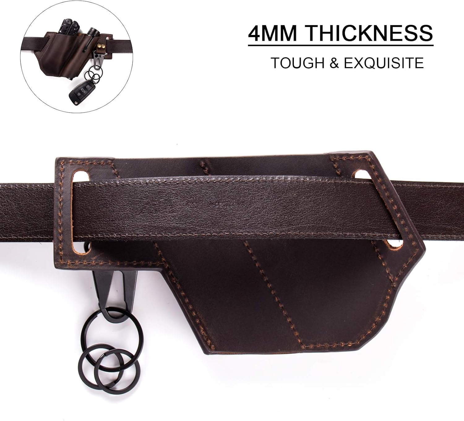 Gentlestache Funda de cuero para cinturón, funda de cuero para multiherramienta, organizador de bolsillo de cuero
