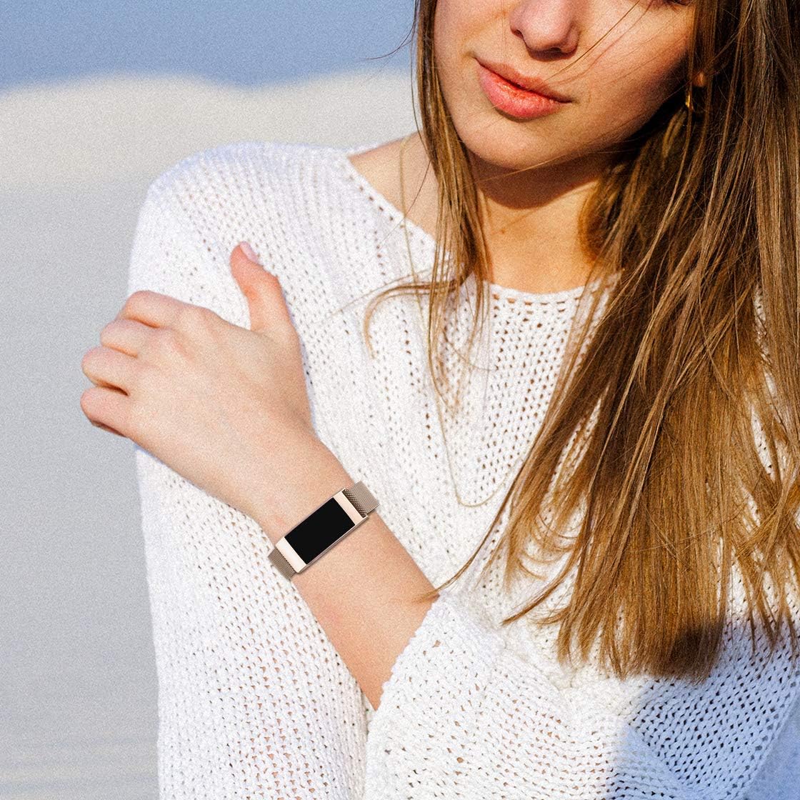 ZWGKKYGYH – Bandas de metal compatibles con Fitbit Charge 4 y Fitbit Charge 3 bandas para mujeres hombres, correa de repuesto magnética de malla de