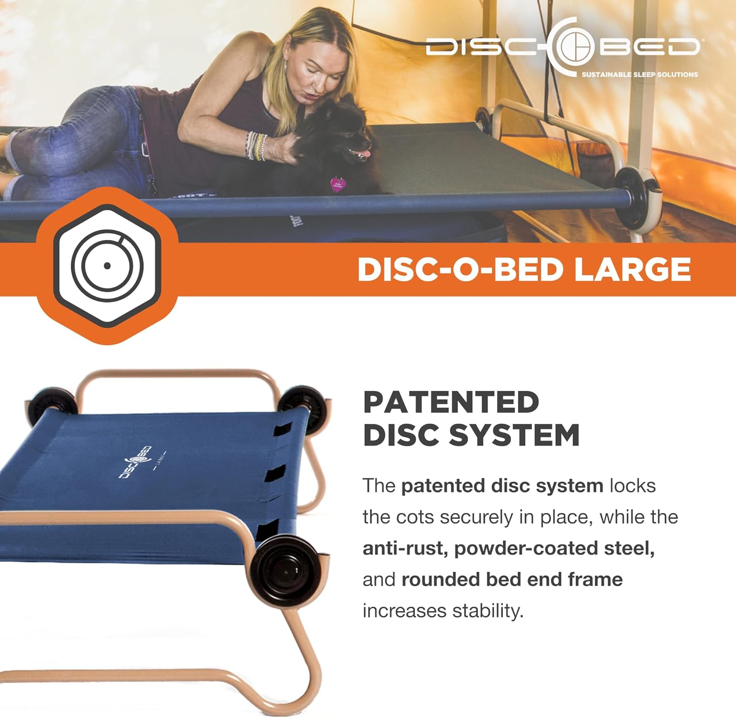 Disc-O-Bed Cam-O-Litera grande de 79 x 28 pulgadas cama doble plegable portátil con 2 organizadores y 2 bolsas de transporte azul marino - Imagen 6