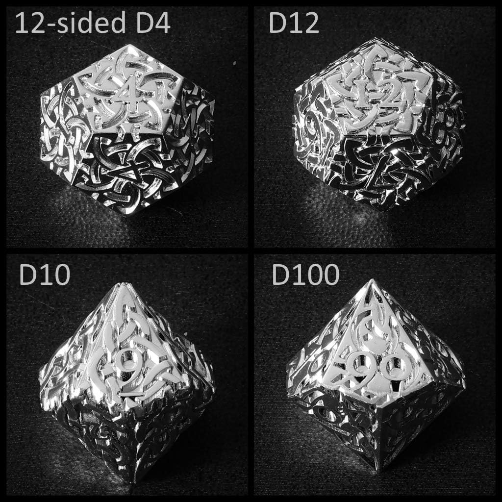 KakapopoTCG. – Juego de dados de metal poliédrico, 7 piezas, extra pesado, extra grande, para Dungeons and Dragons. Call of Cthulhu, Pathfinder,