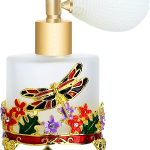 YU FENG Botella de perfume vintage de libélula, botella de perfume redonda recargable de 0.5 fl oz, atomizadores, botellas de vidrio esmerilado, YU FENG Botella de perfume vintage de libélula, botella de perfume redonda recargable de 0.5 fl oz, atomizadores, botellas de vidrio esmerilado,