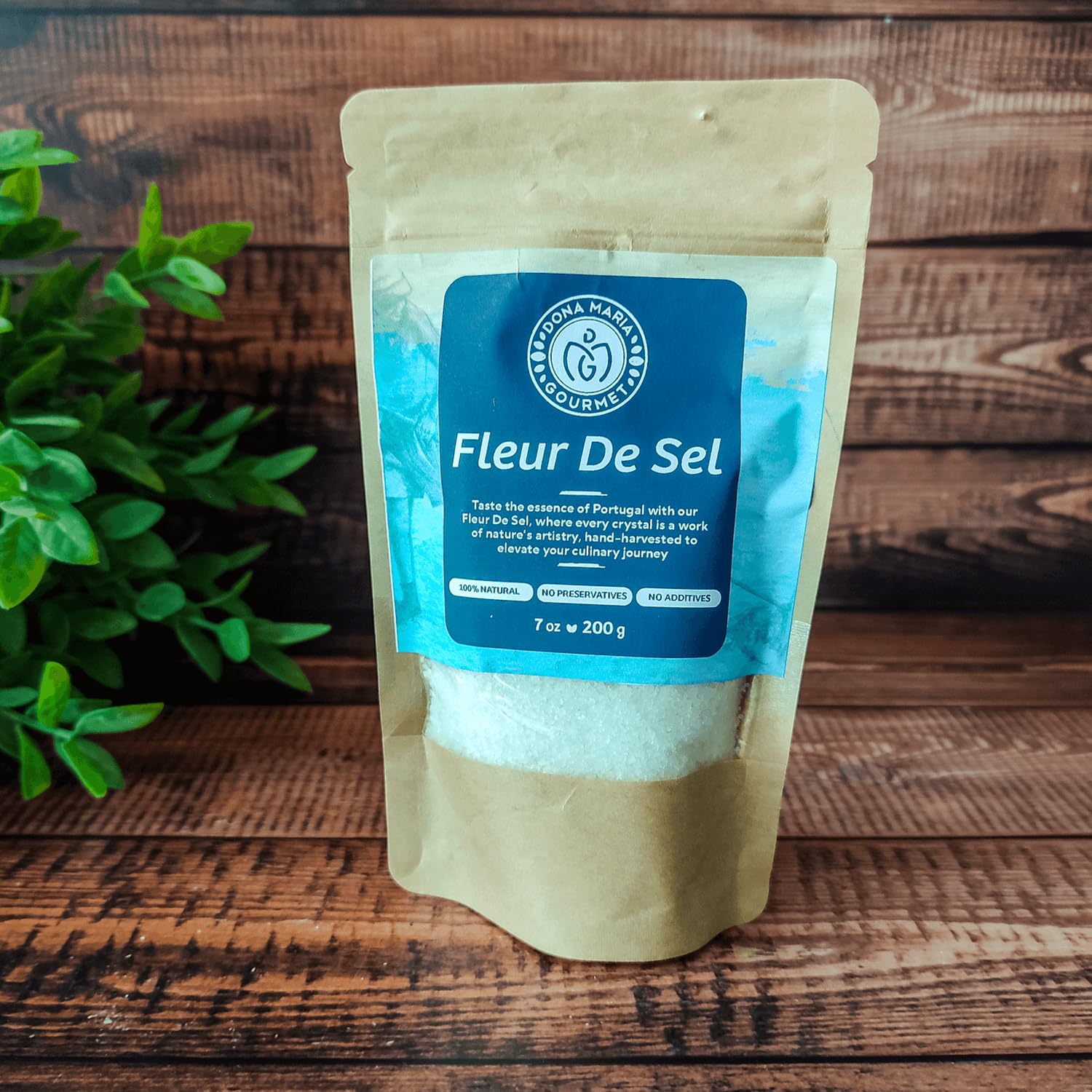 Fleur De Sel 7oz Gourmet Salt Hand Harvest Dona Maria Gourmet Sal marina natural