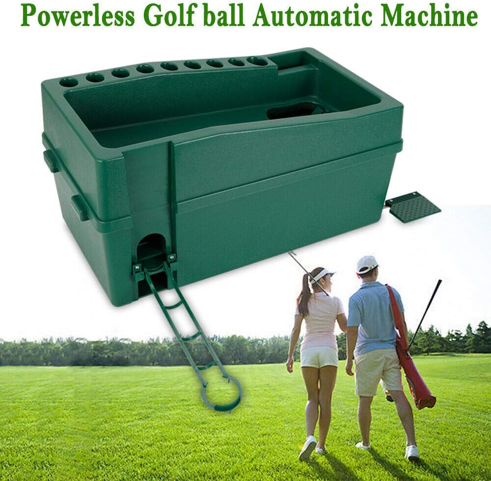 Automatic Golf Ball Dispenser Machine, No Electricity Required Tee Up Golf Ball Teeing Device Golf Club Organizer with Adjustable Foot Stand